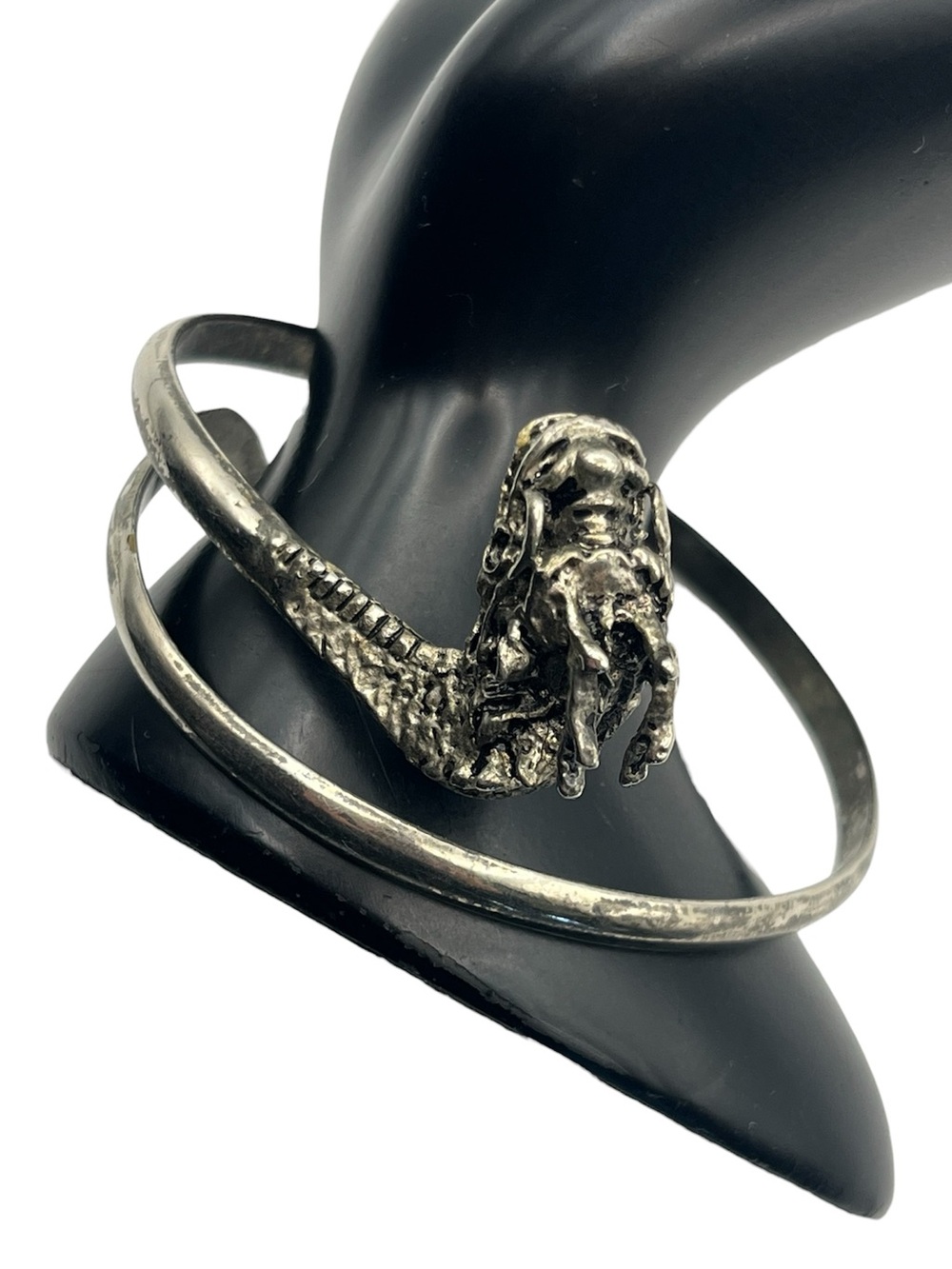 Dragon serpent silver tone arm band bangle bracelet